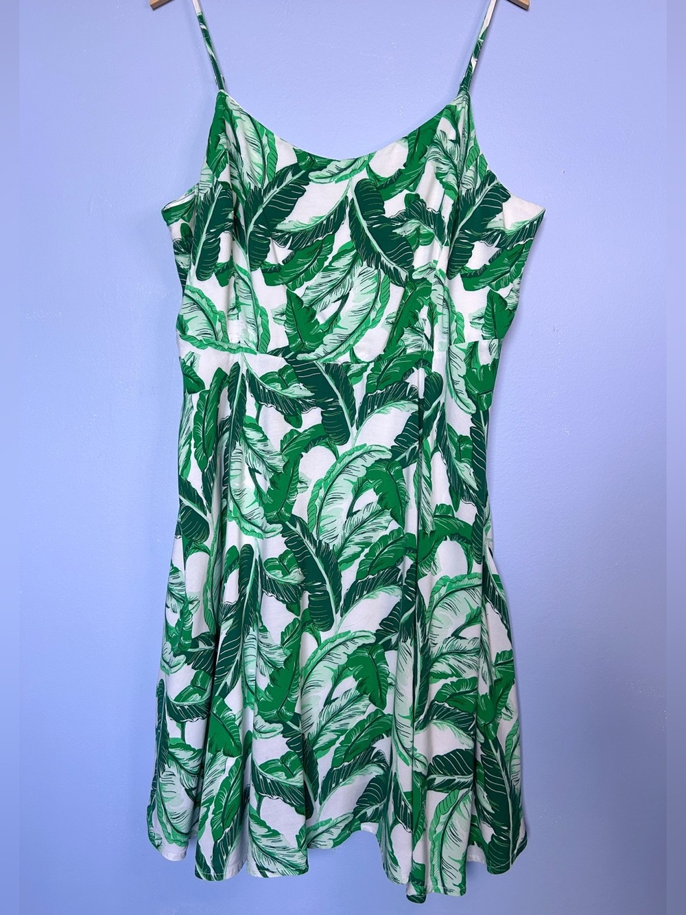 Botanical Print Spaghetti Strap Fit and Flare Dress